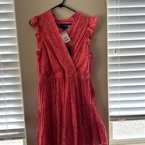 NWT Rachel Zoe Floral Tiered Crinkle Ruffle Sleeve Dress